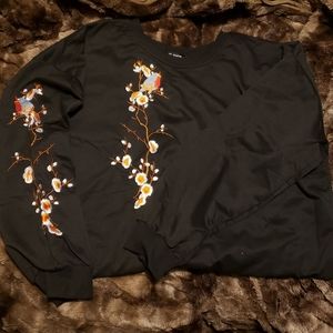 Shein bird and floral sweater
